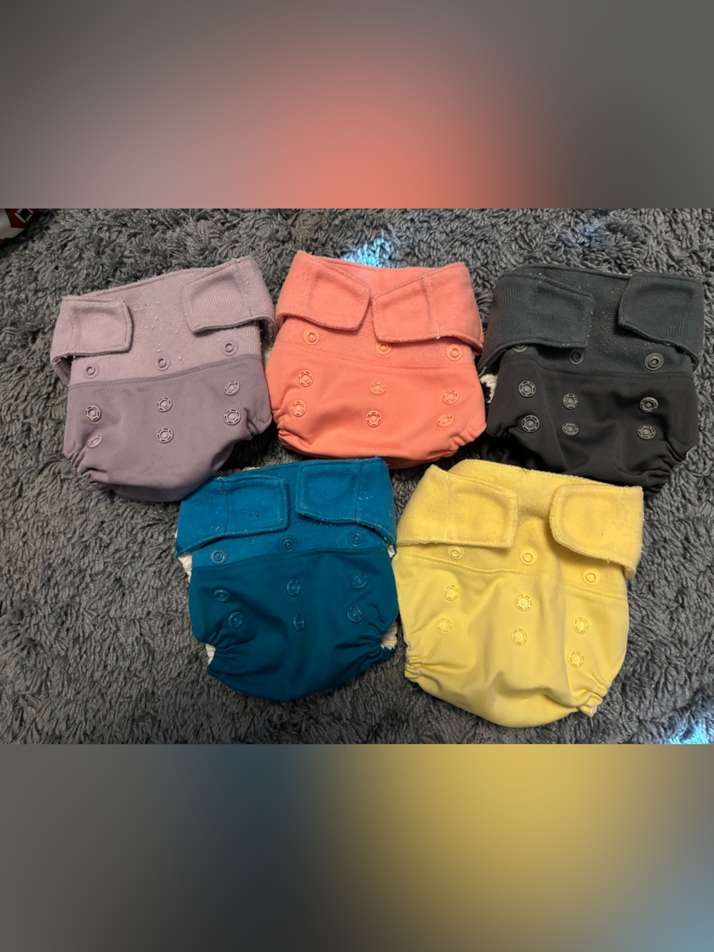 GroVia Hybrid Cloth Diaper Shells Lot of 5 Hook & Loop Velcro One Size